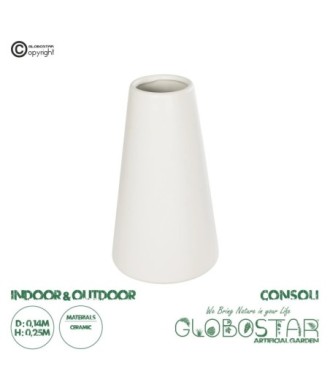 GloboStar® Artificial Garden CONSOLI 21287 Διακοσμητικό Κεραμικό Βάζο Μπεζ Μ14 x Π14 x Υ25cm